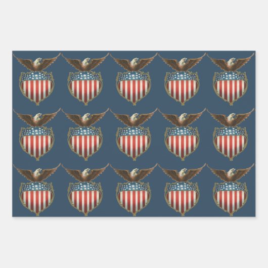 ヴィンテージ愛国主義誇りを持った、イーグル国旗 ラッピングペーパーシート (正面2)