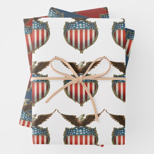 ヴィンテージ愛国主義誇りを持った、イーグル国旗 ラッピングペーパーシート (インサイチュ)