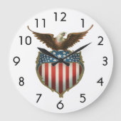 ヴィンテージ愛国主義誇りを持った、イーグル国旗 ラージ壁時計 (正面)