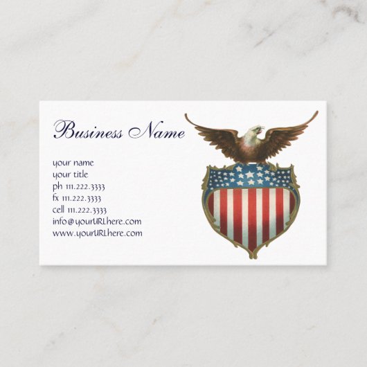 ヴィンテージ愛国主義誇りを持った、イーグル国旗 名刺 (正面)