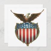 ヴィンテージ愛国主義誇りを持った、イーグル国旗 招待状 (正面/裏面)