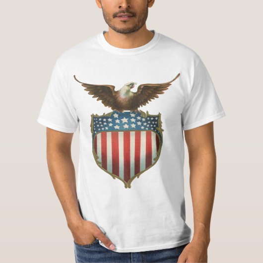 ヴィンテージ愛国主義誇りを持った、イーグル国旗 Tシャツ (正面)