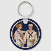 ヴィンテージ愛国主義、海軍海員との女性の自由 キーホルダー (正面)