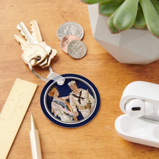 ヴィンテージ愛国主義、海軍海員との女性の自由 キーホルダー (デスク)