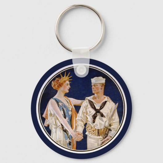 ヴィンテージ愛国主義、海軍海員との女性の自由 キーホルダー (裏面)