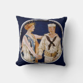 ヴィンテージ愛国主義、海軍海員との女性の自由 クッション (正面)