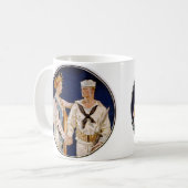 ヴィンテージ愛国主義、海軍海員との女性の自由 コーヒーマグカップ (正面左)