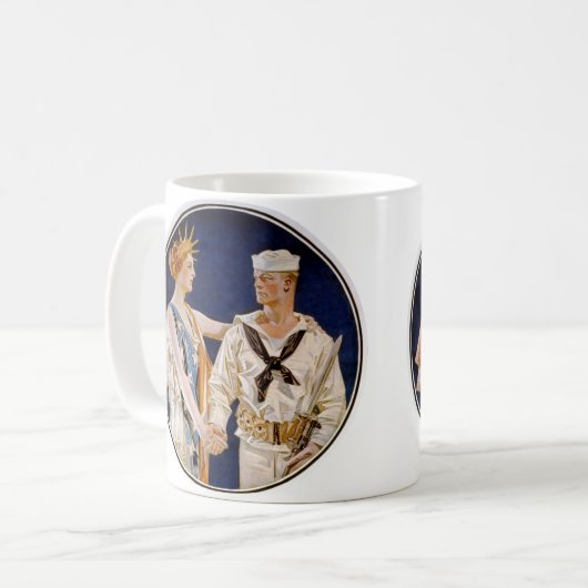 ヴィンテージ愛国主義、海軍海員との女性の自由 コーヒーマグカップ (正面左)