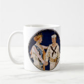 ヴィンテージ愛国主義、海軍海員との女性の自由 コーヒーマグカップ (左)