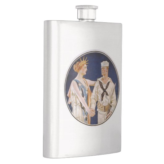 ヴィンテージ愛国主義、海軍海員との女性の自由 フラスク (右)