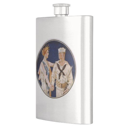 ヴィンテージ愛国主義、海軍海員との女性の自由 フラスク (左)