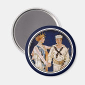 ヴィンテージ愛国主義、海軍海員との女性の自由 マグネット (正面/裏面)