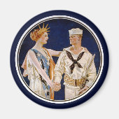 ヴィンテージ愛国主義、海軍海員との女性の自由 マグネット (正面)