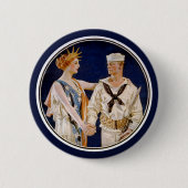 ヴィンテージ愛国主義、海軍海員との女性の自由 缶バッジ (正面)