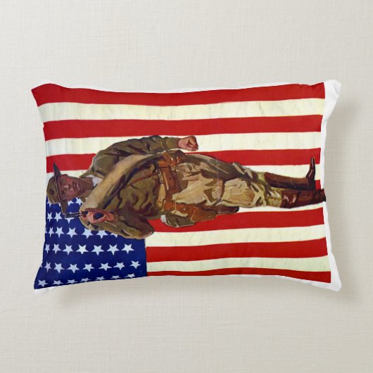 ヴィンテージ愛国兵(アメリカ国旗) アクセントクッション (正面)