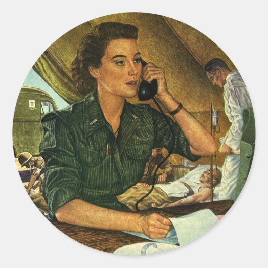 ヴィンテージ愛国医療ナースオン電話 ラウンドシール (正面)