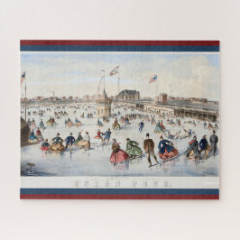 ヴィンテージ愛国同盟池スケートで滑るリンク ジグソーパズル