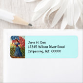 ヴィンテージ愛国女性国旗の差出人住所ラベル ラベル (インサイチュ)