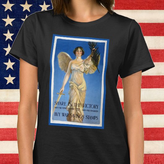 ヴィンテージ愛国女性天使、戦時国債を購入せよ Tシャツ