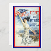 ヴィンテージ愛国女性wアメリカ国旗のポスターアート (正面/裏面)