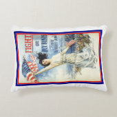 ヴィンテージ愛国女性wアメリカ国旗のポスターアート アクセントクッション (正面)