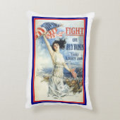 ヴィンテージ愛国女性wアメリカ国旗のポスターアート アクセントクッション (裏面(縦))