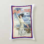 ヴィンテージ愛国女性wアメリカ国旗のポスターアート アクセントクッション (正面(垂直))