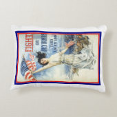 ヴィンテージ愛国女性wアメリカ国旗のポスターアート アクセントクッション (裏面)