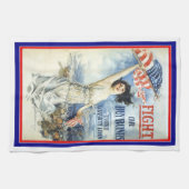 ヴィンテージ愛国女性wアメリカ国旗のポスターアート キッチンタオル (横)