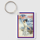 ヴィンテージ愛国女性wアメリカ国旗のポスターアート キーホルダー (正面)