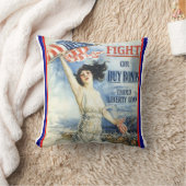 ヴィンテージ愛国女性wアメリカ国旗のポスターアート クッション (ブランケット)