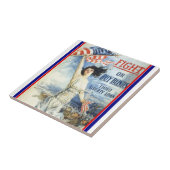 ヴィンテージ愛国女性wアメリカ国旗のポスターアート タイル (側面)