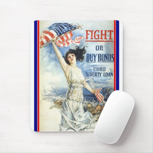 ヴィンテージ愛国女性wアメリカ国旗のポスターアート マウスパッド (マウス)