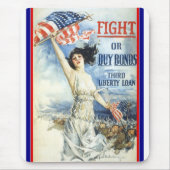 ヴィンテージ愛国女性wアメリカ国旗のポスターアート マウスパッド (正面)