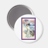 ヴィンテージ愛国女性wアメリカ国旗のポスターアート マグネット (正面/裏面)