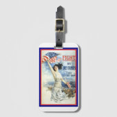 ヴィンテージ愛国女性wアメリカ国旗のポスターアート ラゲッジタグ (正面縦)