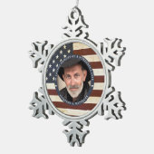 ヴィンテージ愛国心アメリカ国旗の写真 スノーフレークピューターオーナメント (右)