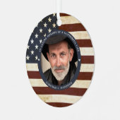 ヴィンテージ愛国心アメリカ国旗の写真 メタルオーナメント (正面左)