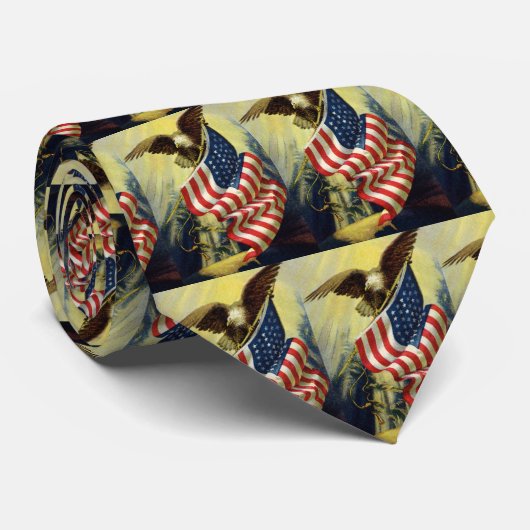 ヴィンテージ愛国心イーグルアメリカ国旗 ネクタイ (ロール)
