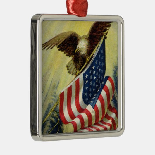 ヴィンテージ愛国心イーグルアメリカ国旗 メタルオーナメント (右)