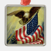 ヴィンテージ愛国心イーグルアメリカ国旗 メタルオーナメント (正面)