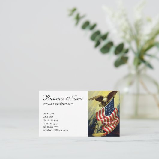 ヴィンテージ愛国心イーグルアメリカ国旗 名刺 (スタンド正面)