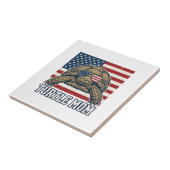 ヴィンテージ愛国心タートルママTシャツデザイン1 タイル (側面)