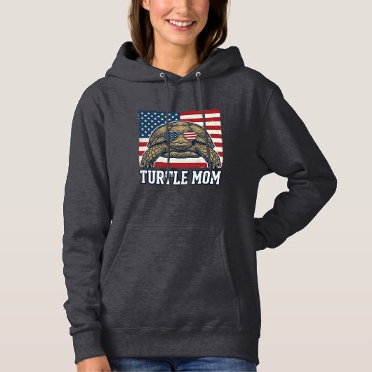 ヴィンテージ愛国心タートルママTシャツデザイン1 パーカ (正面)