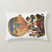 ヴィンテージ愛国心、熱気球の子供 アクセントクッション (正面)