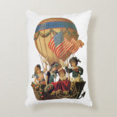 ヴィンテージ愛国心、熱気球の子供 アクセントクッション (正面(垂直))