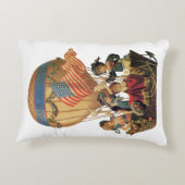 ヴィンテージ愛国心、熱気球の子供 アクセントクッション (裏面)