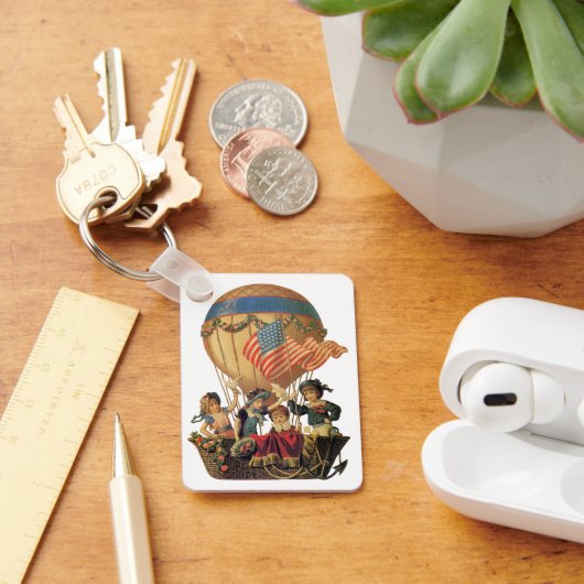 ヴィンテージ愛国心、熱気球の子供 キーホルダー (デスク)