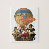 ヴィンテージ愛国心、熱気球の子供 ジグソーパズル (縦)