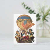 ヴィンテージ愛国心、熱気球の子供 ポストカード (スタンド正面)